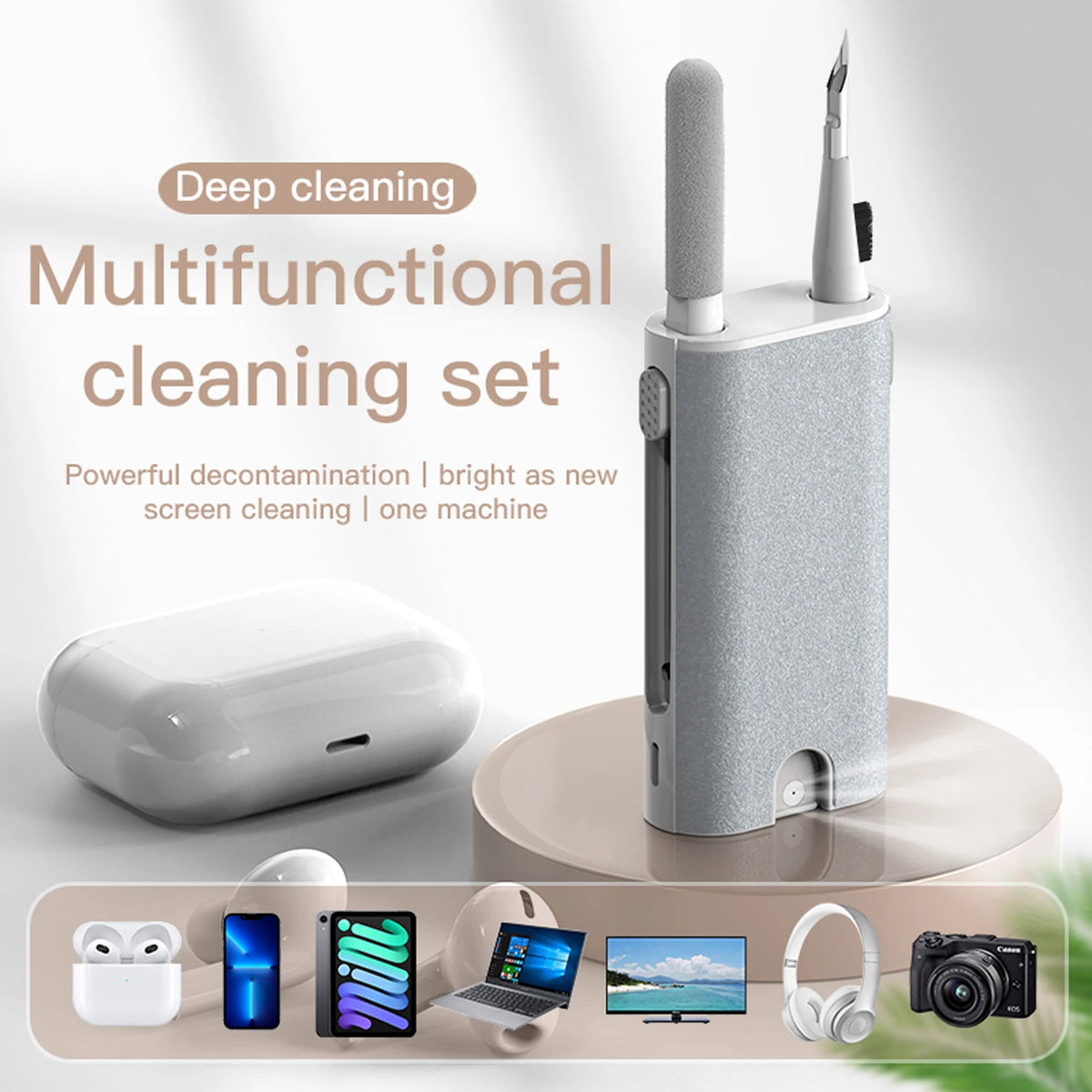 8 in 1 Cleaning Kit Computer Keyboard Cleaner Brush Earphones Cleaning Pen For Headset IPad Phone Cleaning Tools Keycap Pull…