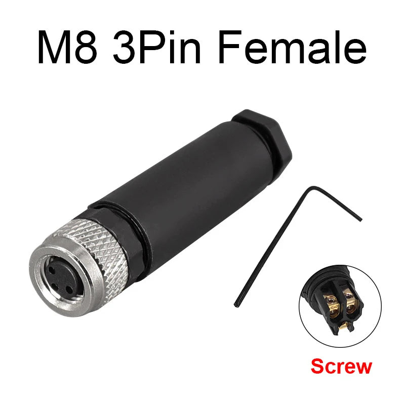 M8 Sensor Connector Waterproof Male&Female Plug Straight Angle Screw Threaded Coupling 3Pin 4Pin - image 7