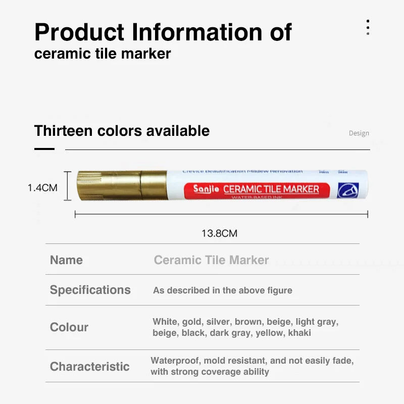 1/3 Pcs Waterproof White Marker Pen Wall Seam Repair Tiles Grout Markers Pens Floor Bathroom Decontamination Paint Brush Too…