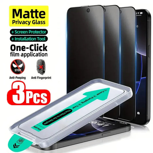 3Pcs Oleophobic Dust Free Easy Installation Matte Privacy Screen Protector for IPhone 16 15 11 12 13 14 Pro Max Plus XS 17 G…