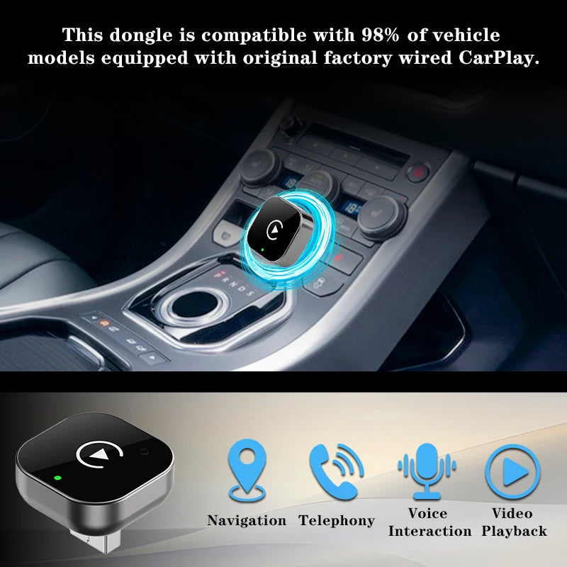 2 IN 1 Wireless Carplay Adapter, Converts Wired to Wireless carplay Adapter for iPhone, Wireless Control Plug & Play Carplay…