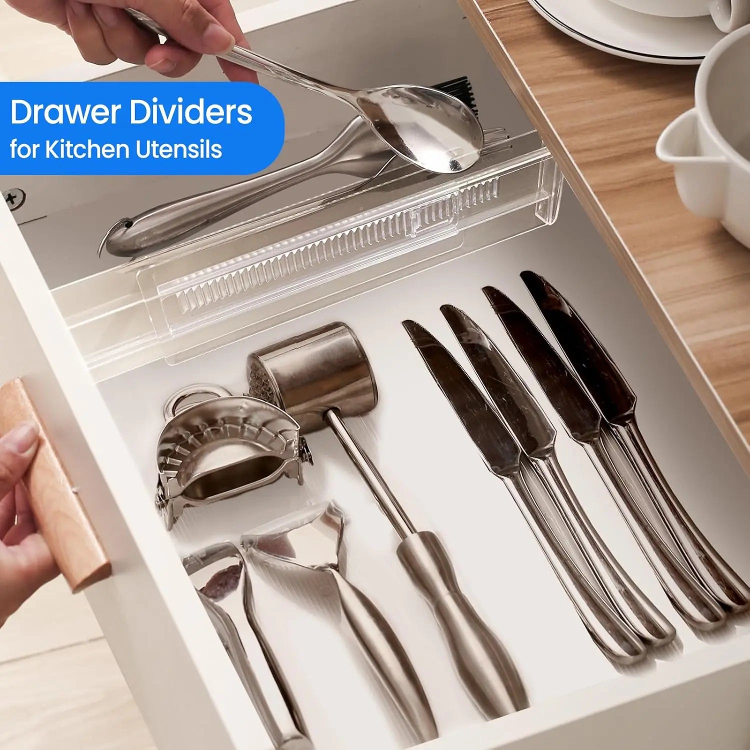 Drawer Dividers 4/6/8/12 Pack, Plastic Drawer Dividers for Baby Clothes, Kitchen Cutlery and Office Storage, Easy to Install…