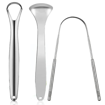 Premium 1pcs/3pcs Metal Tongue Scraper Cleaner for Adults & Kids, Portable Stainless Steel Tongue Scrapers Brushes for Remov…