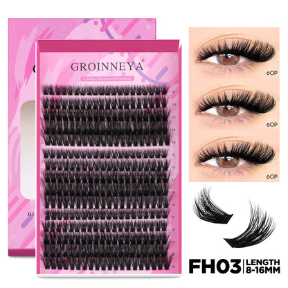 GROINNEYA DIY Lash Extension Kit Individual Lashes Cluster Mix Eyelashes Full Set Lashes Kit with Lash Bond and Seal At Home…
