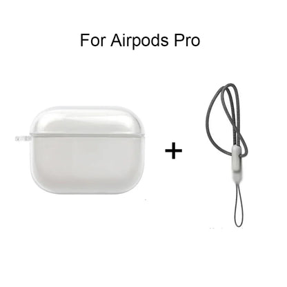 Clear Soft TPU Earphone Case for Airpods 4 3 2 1 Pro Pro2 Pro 3 Shockproof with Lanyard Strap for Airpods 4 Charging Case Co…