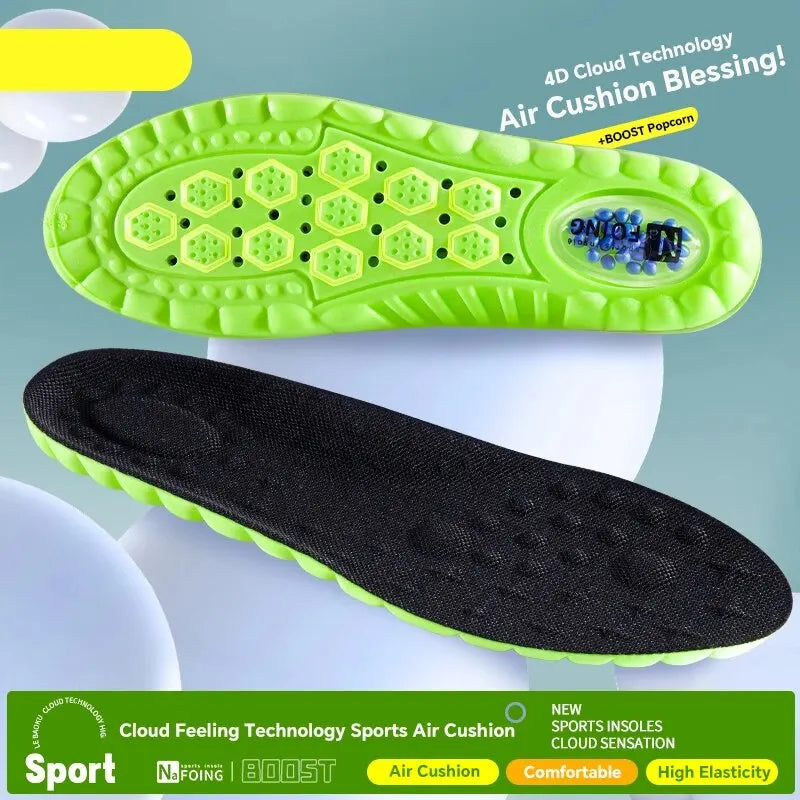 1Pair 4D Cloud Sport Insoles for Shoes PU Air Cushion Sole Soft Shock Absorption Deodorant Breathable Running Orthopedic Ins…