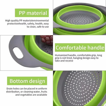 2PCS Silicone Folding Drainer Basket Fruit Vegetable Foldable Colander Kitchen Strainer for Food Pasta Kitchenware Drain Dev…