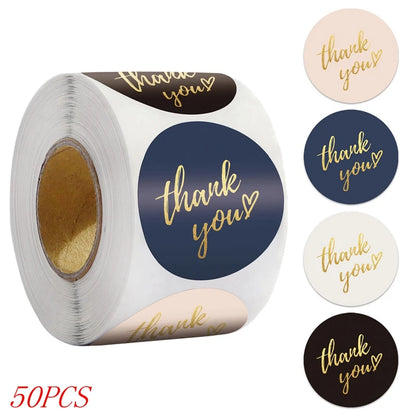 50-500pcs 1inch Blue Thank You Stickers For Envelope Sealing Labels Stationery Supplies Handmade Wedding Gift Decoration Sti…