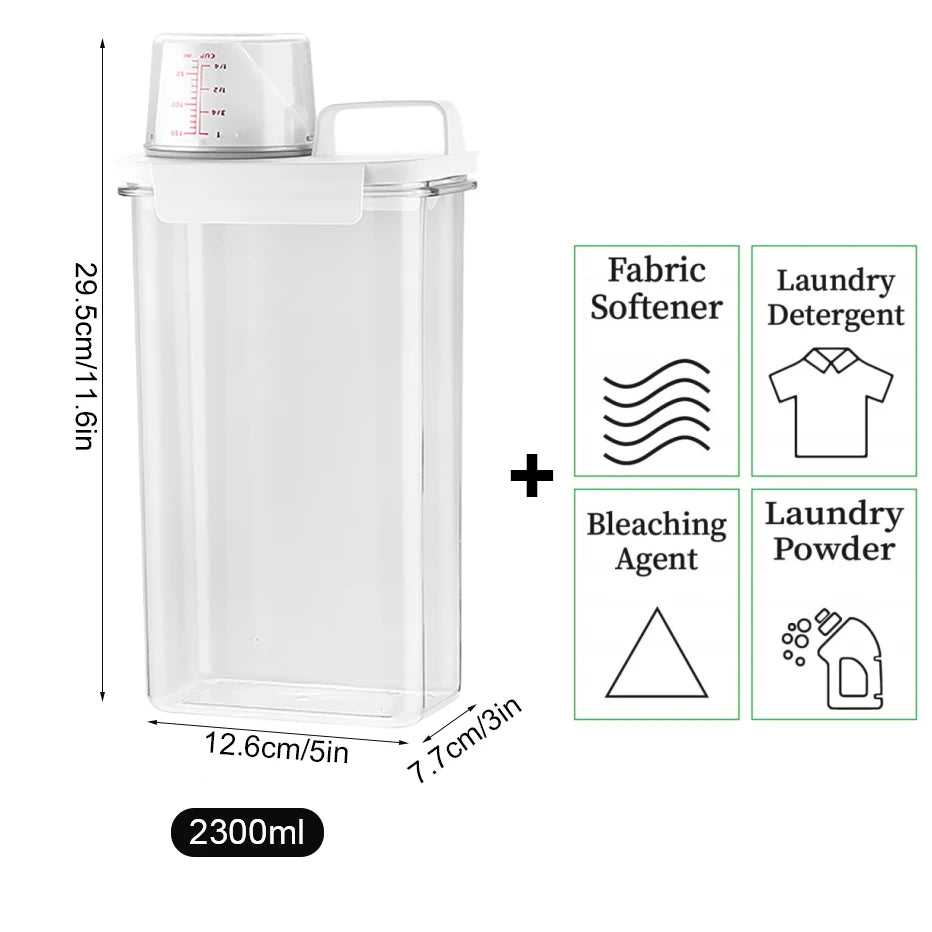 1100/1800/2300Ml Refillable Laundry Detergent Dispenser Empty Tank for Powder Softener Bleach Storage Container with Labels…