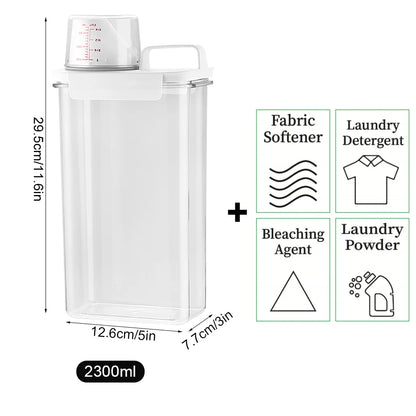 1100/1800/2300Ml Refillable Laundry Detergent Dispenser Empty Tank for Powder Softener Bleach Storage Container with Labels…