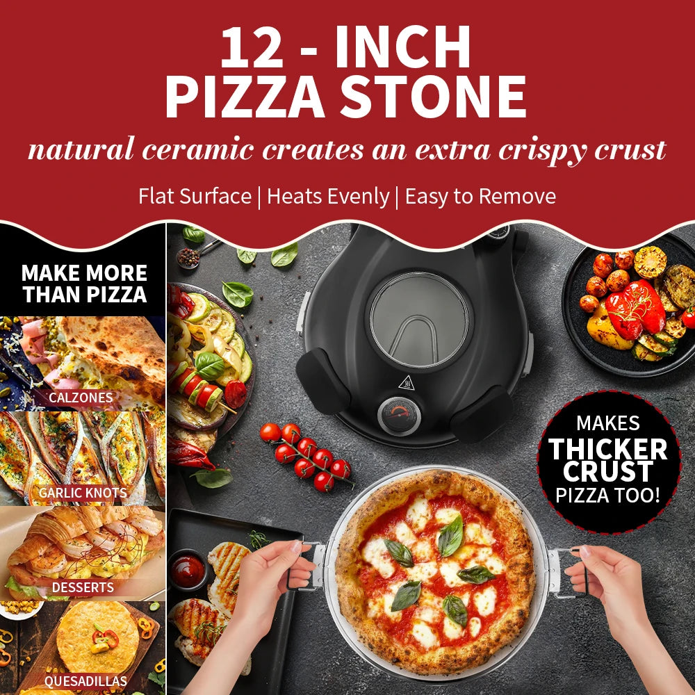 Klaif Electric Pizza Maker, 420℃, 1200 Watt, 5 Separate Temperature Levels, Flame Resistant Stone Plate 1200W 32cm - image 5