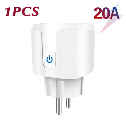 WiFi Smart Plug 16A/20A EU Smart Socket With Power Monitoring Timing Function Works with Tuya Smart Life App Voice Control -…