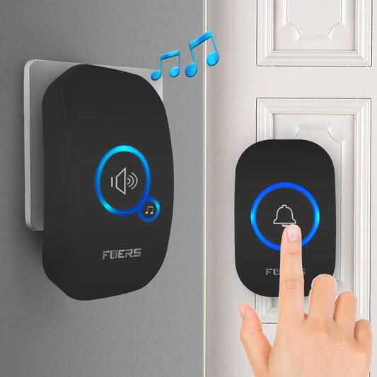 Fuers Wireless Doorbell Waterproof Welcome Chime Home Door Bell Intelligent 32 Songs Smart Alarm With Battery For Store Hote…