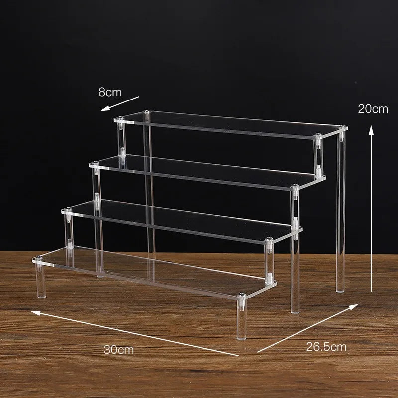 1-5 Tier Acrylic Display Stand Clear Display Riser Rack for Cupcake Perfume Doll Décor Organizer Amiibo Funko POP Figures DC…