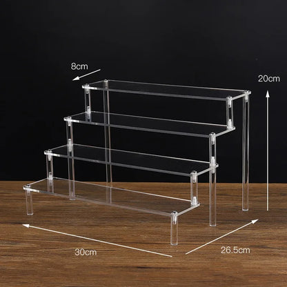 1-5 Tier Acrylic Display Stand Clear Display Riser Rack for Cupcake Perfume Doll Décor Organizer Amiibo Funko POP Figures DC…