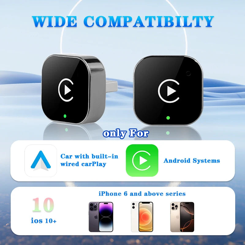 2 IN 1 Wireless Carplay Adapter, Converts Wired to Wireless carplay Adapter for iPhone, Wireless Control Plug & Play Carplay…