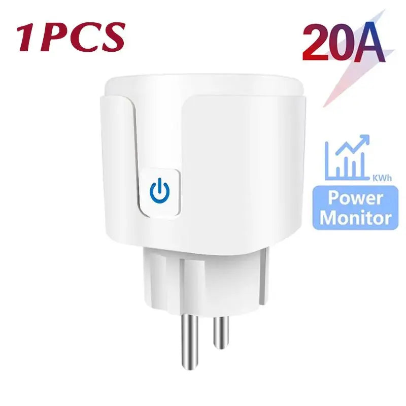 WiFi Smart Plug 16A/20A EU Smart Socket With Power Monitoring Timing Function Works with Tuya Smart Life App Voice Control -…