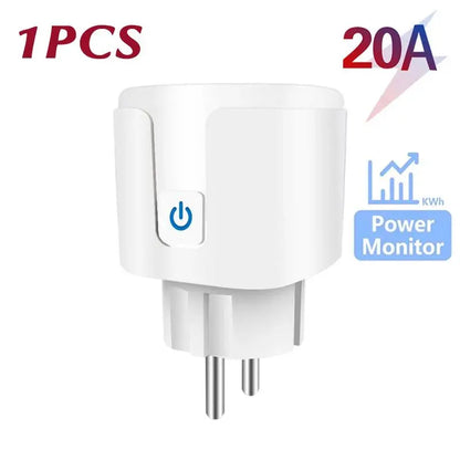 WiFi Smart Plug 16A/20A EU Smart Socket With Power Monitoring Timing Function Works with Tuya Smart Life App Voice Control -…