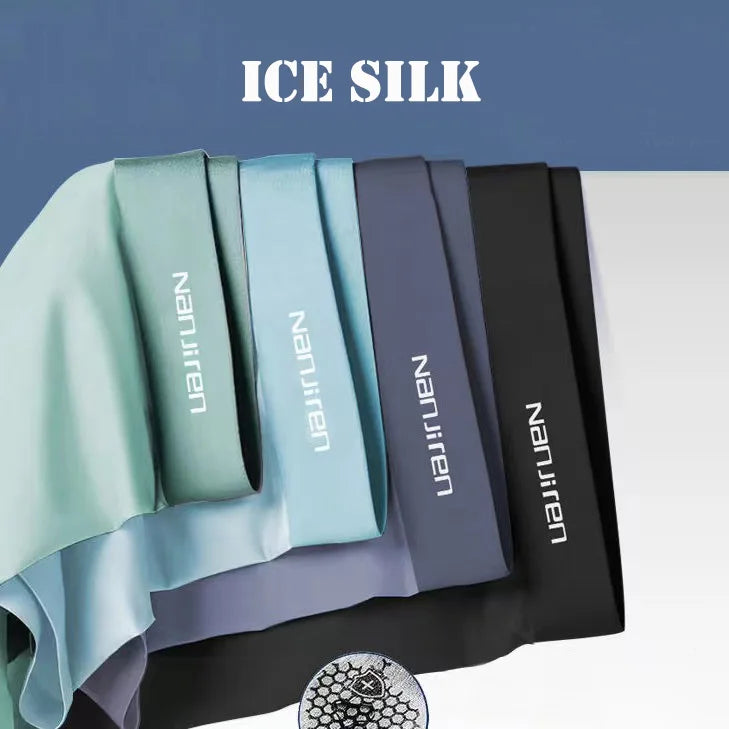 4pcs Boxer Shorts Men's Ice Silk Underwear Male Underpants Breathable Sexy Thin Panties U Convex Lingerie Wholesale Lots L-6…