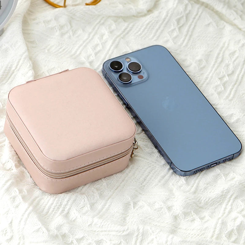 1pcs Single Layer Storage Box Ladies Travel Leather Jewelry Box Classic Black Pure White Fashion Pink Storage Box - image 4