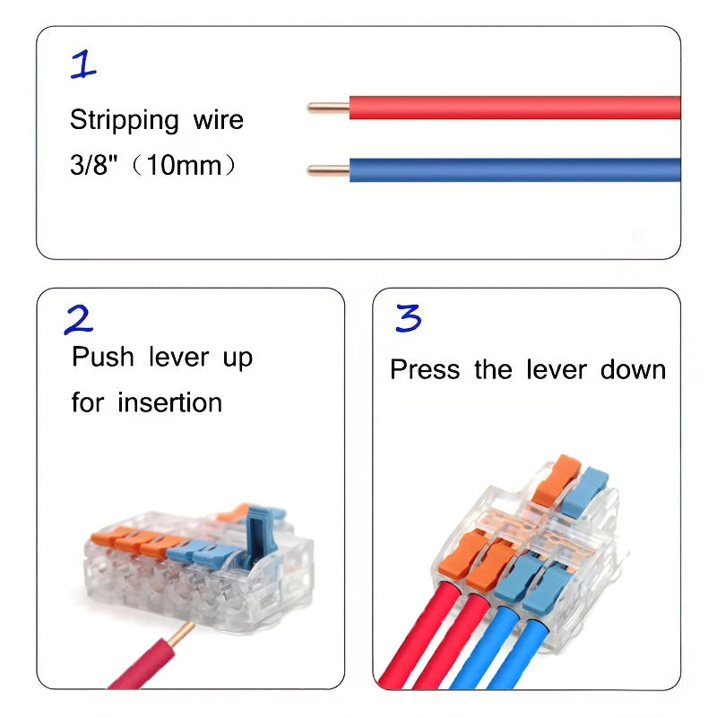 10/50 PCS Mini Fast Wiring Connectors Universal Compact Lever Crimp Splitter Electrical Conductors Push-in Home Terminal Blo…