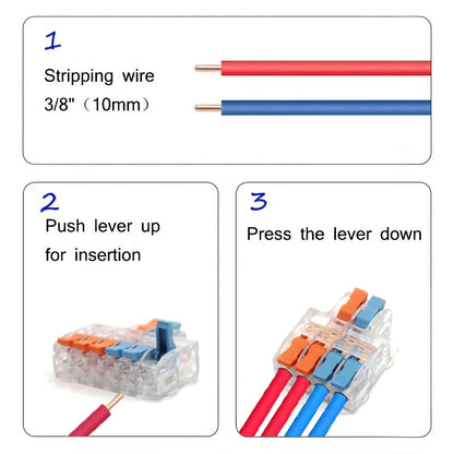 10/50 PCS Mini Fast Wiring Connectors Universal Compact Lever Crimp Splitter Electrical Conductors Push-in Home Terminal Blo…