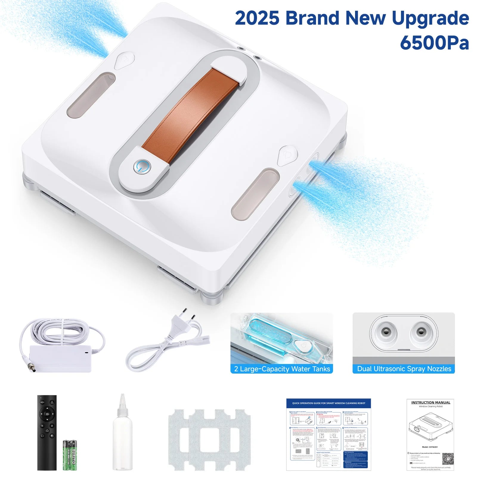 Lubluelu Robot Window Washer 8-Layer Safety Protection 9000Pa Suction Intelligent Path Edge Cleaning Home Glass Cleaning Rob…