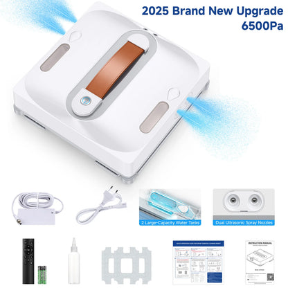 Lubluelu Robot Window Washer 8-Layer Safety Protection 9000Pa Suction Intelligent Path Edge Cleaning Home Glass Cleaning Rob…