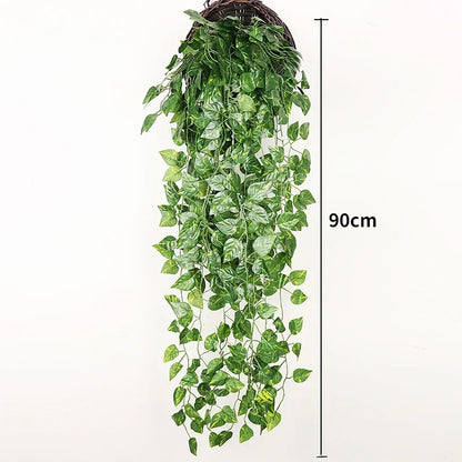90cm Artificial Plant Vine Home Decoration Hanging Plastic Leaf Grass Garland Outdoor Wedding Party Decorations Fake Rattan…