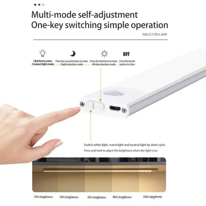 Cabinet Lights Motion Sensor LED Wireless USB Under Ultra Thin Night Light For Kitchen Cabinet Bedroom Wardrobe Indoor Light…