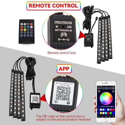 Neon 36 48 72 LED Car Interior Ambient Foot Light Wireless Remote Music APP Control Auto RGB Atmosphere Decorative Lamp - im…