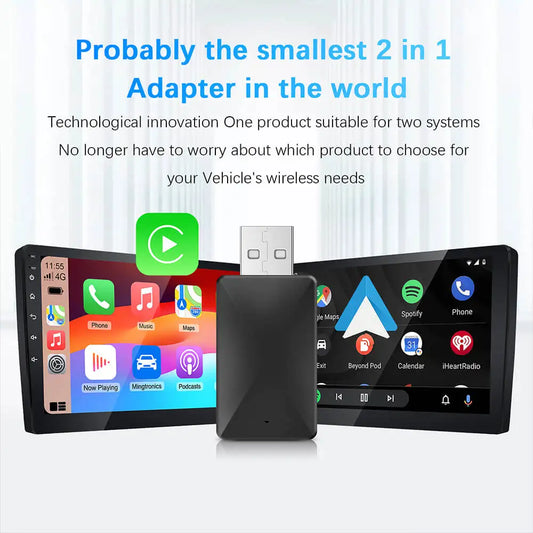 2in1 Wired to Wireless CarPlay Android Auto Adapter for OEM Car Stereo With USB Plug and Play - image 2