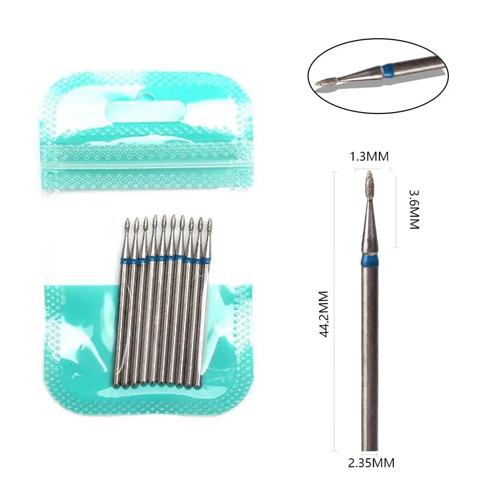 10pcs Diamond Milling Cutter Nail Drill Bits Set For Manicure Accessory Pedicure Eletric Machine Nail Bit Brush Burr Tools -…