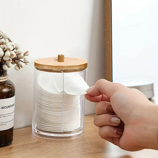 1/2 Pcs Makeup Organizer Round Clear Acrylic Makeup Organizer Makeup Cotton Pad Swab Holder Cotton Pad Organizer Box Makeup…
