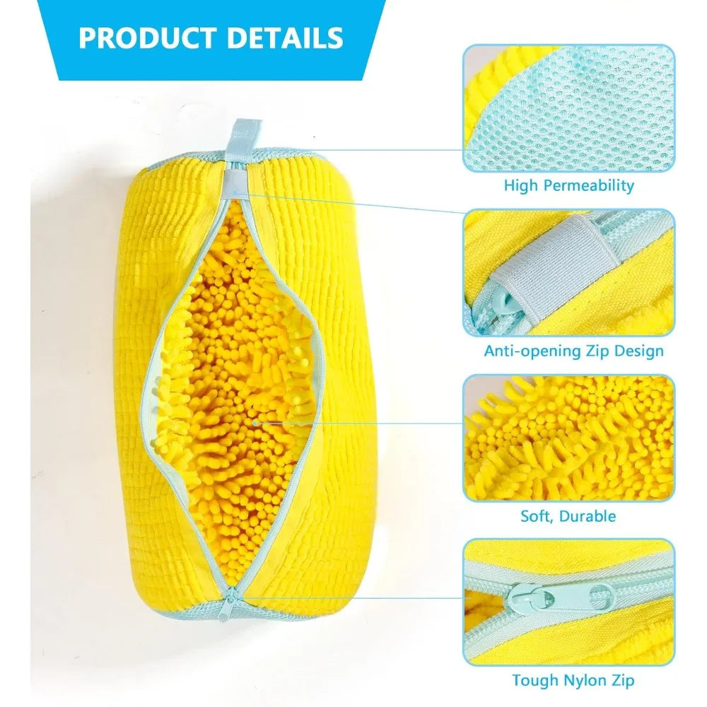 Durable Shoe Washing Machine Bag for All Shoe Types-Yellow with Blue Zipper,Ideal for Sneakers and Casual Shoes,Laundry Wash…
