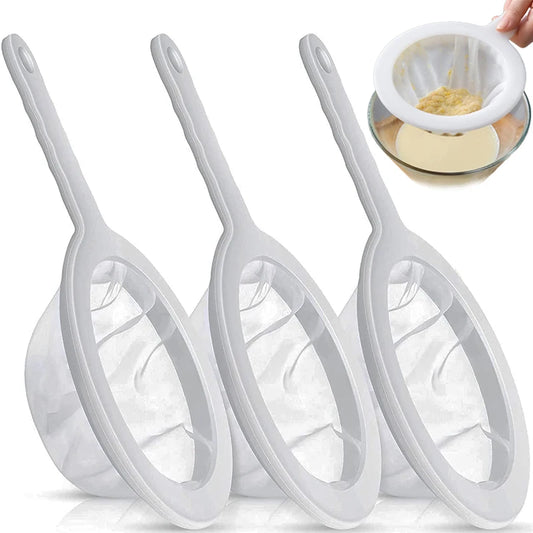 100/200/400 Mesh Washable Nylon Ultra Fine Filter Mesh Strainer Spoon Sieve Soy Milk Juice Coffee Tea Filter Kitchen Colander