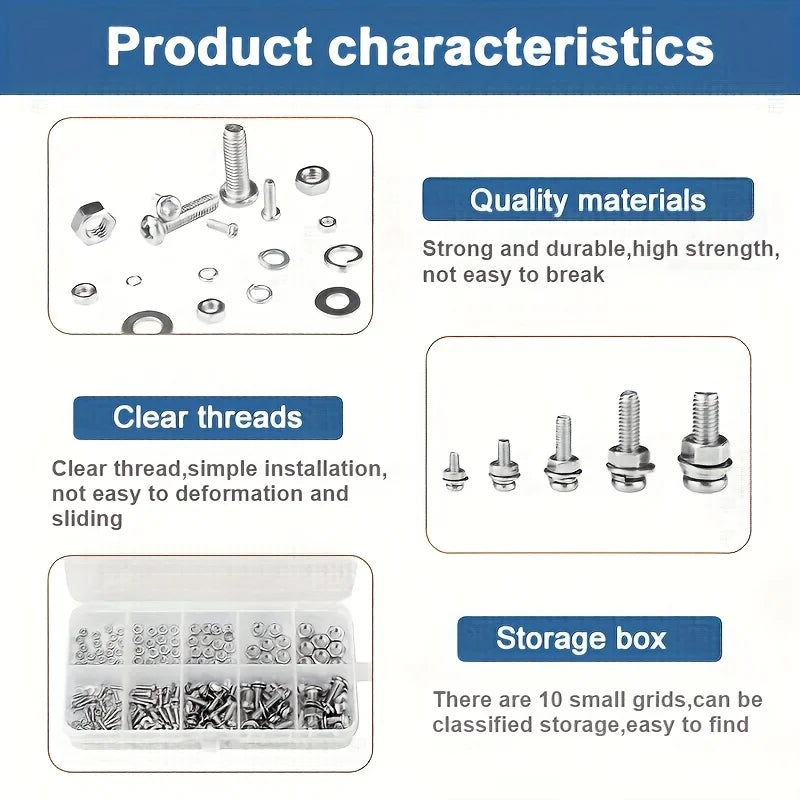 Hex Nuts and Bolt Set - 320 pieces/120 pieces, durable M2 - M5 metric size, universal hardware kit for DIY projects and repa…