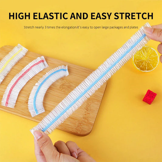 Colorful Disposable Food Cover Dust Food Grade Fresh Lids Elastic Plastic Wrap Shower Cap Fruit Food Cover Fresh Keeping Bag…