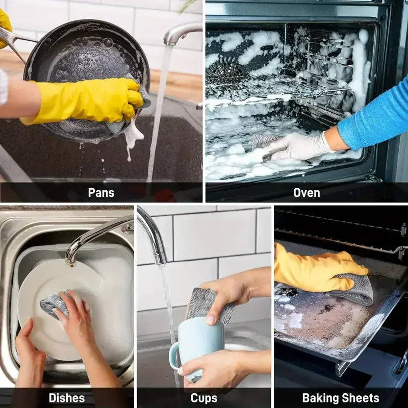 Wholesale Metal Steel Wire Rags Cloth Home Kitchen Pot Pan Dishwashing Double-sided Dishcloth Cleaning Cloths Towel Scrubber…