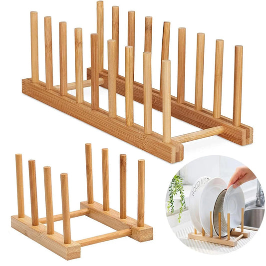 Wooden Dish Drainer Rack Kitchen Dishes Stand Plate Dish Drying Rack Pot Lid Racks Kitchen Organizer Drying Cups Display She…