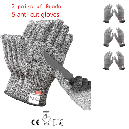 Level 5 HPPE Anti-Cut Gloves Kitchen Gardening Anti-Cut Knitted Gloves Anti-Thorn Wear-Resistant Glass Building Cutting Glov…