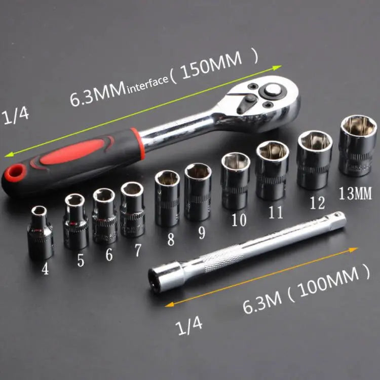 12 Pcs Set Wrench Socket Set Motorcycle Bicycle Repairing Tool Hardware Car Boat Auto Repair Tools Bike Multitool Bike Tool…