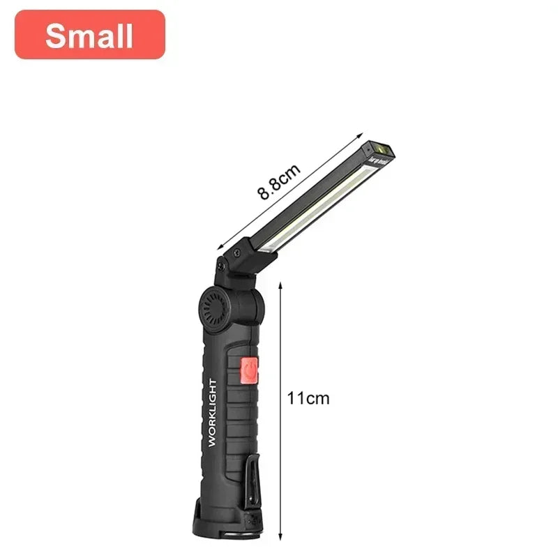 Portable COB LED Work Light USB Rechargeable LED Flashlight Inspection Lamp With Magnetic Hook Power Bank 18650 Battery Torc…