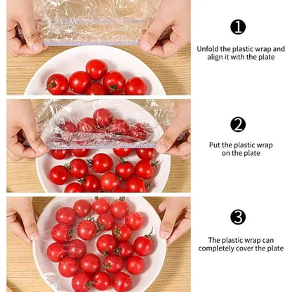 500/50Pcs Disposable Food Cover Fruit Food Cover Elastic Plastic Shower Cap Food Grade Storage Bag Kitchen Organizer Cling F…