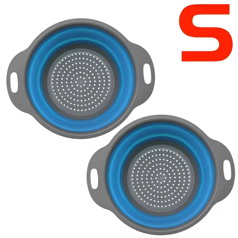 2PCS Silicone Folding Drainer Basket Fruit Vegetable Foldable Colander Kitchen Strainer for Food Pasta Kitchenware Drain Dev…