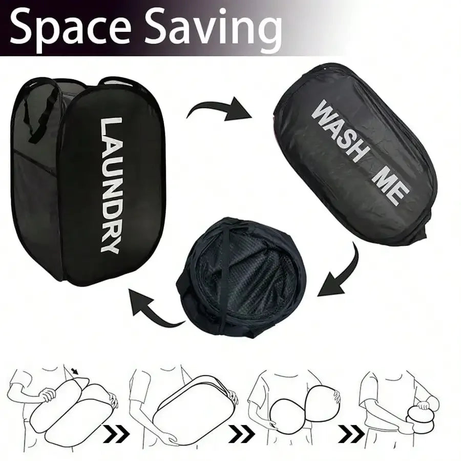 Portable Mesh Pop Up Laundry Hamper Wide Opening Breathable Collapsible Space-Saving Laundry Basket Dorm Travel Bathroom Ite…