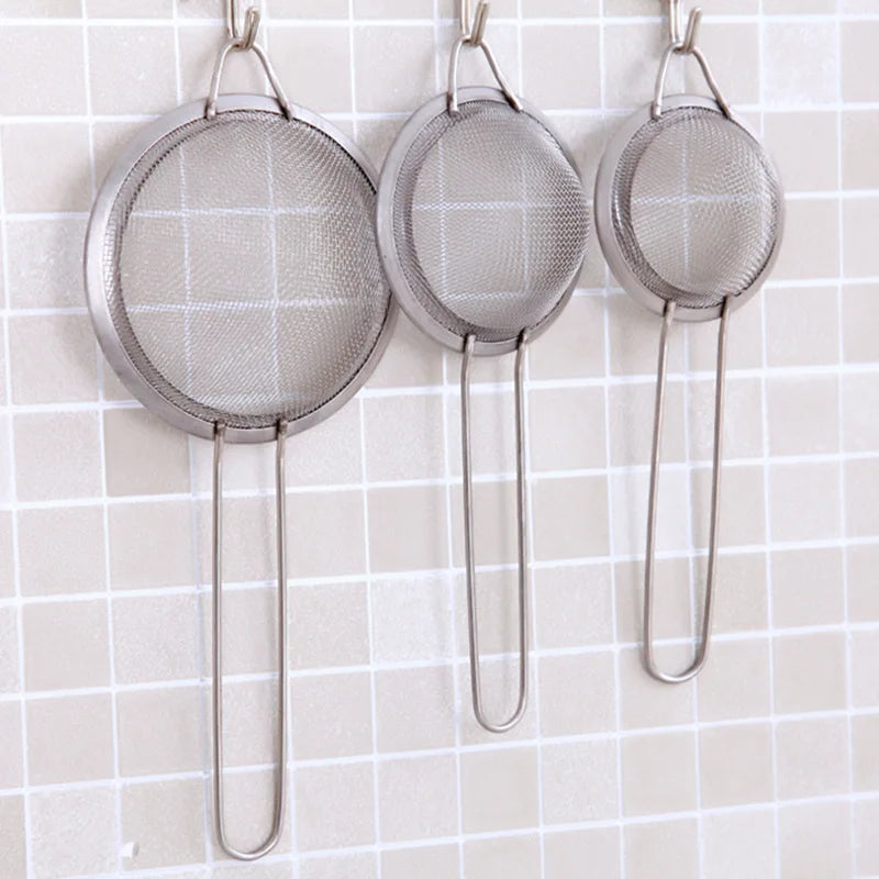 3pcs Stainless Steel Fine Mesh Strainer With Sturdy Handle And Hook, Colander Sifter For Juice Soy Milk, Kitchen Tools - ima…