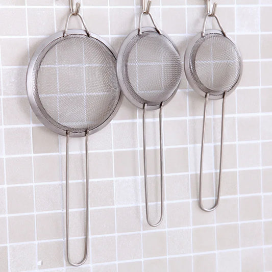 3pcs Stainless Steel Fine Mesh Strainer With Sturdy Handle And Hook, Colander Sifter For Juice Soy Milk, Kitchen Tools - ima…