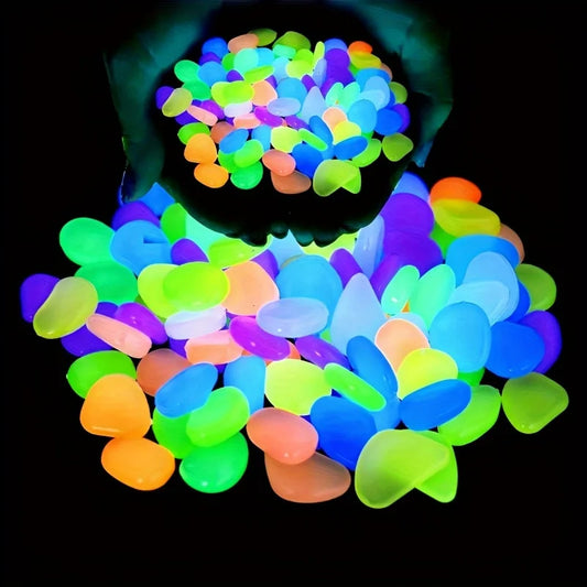 100pcs Glow In The Dark Pebbles, Resin Luminous Stones For Landscape, Garden Paths, Potted Plants, Parks, Aquarium Decor, -…