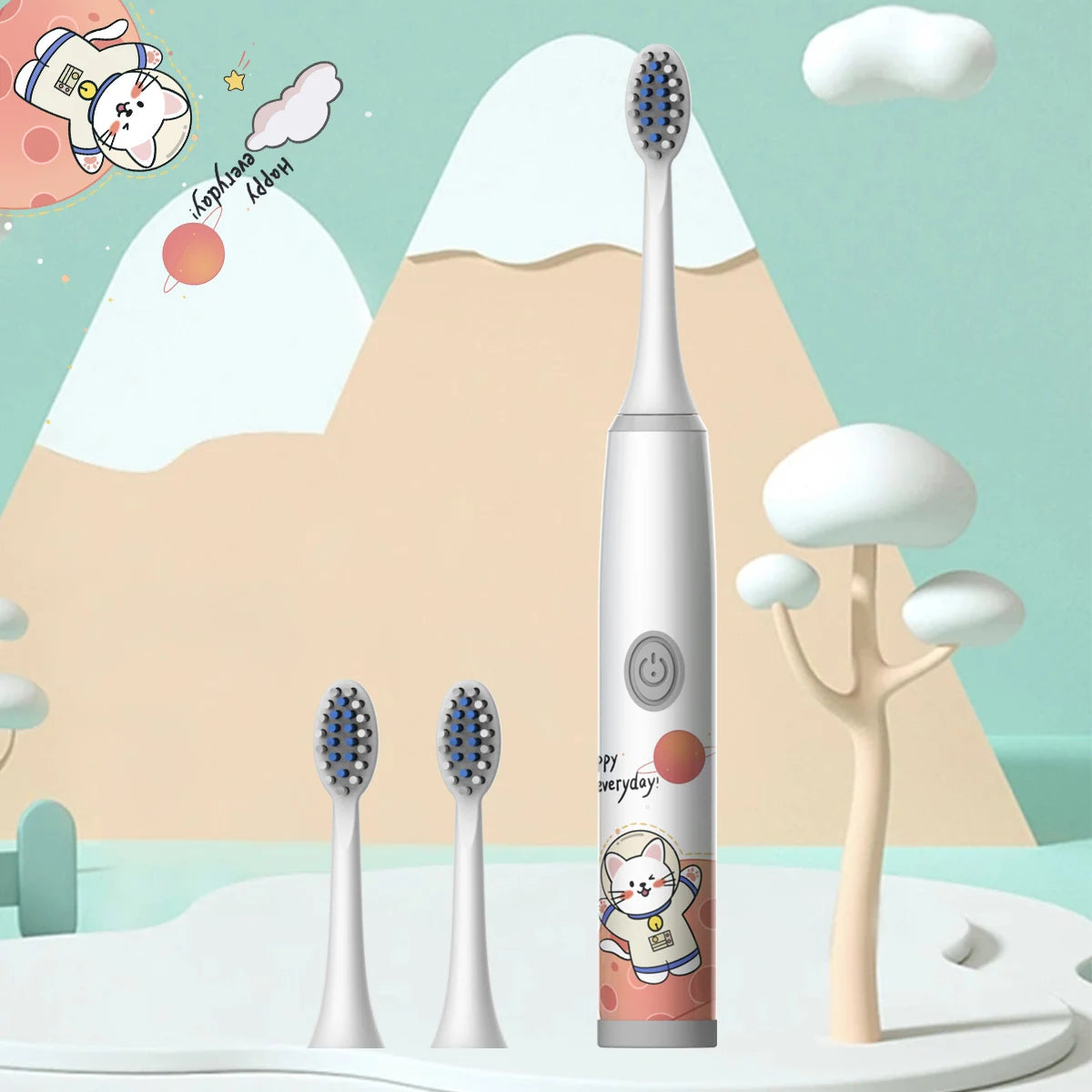 Children's Electric Toothbrush Color Cartoon Space Series Children's Soft Hair Cleaning Brush (Battery Not Included) - image…